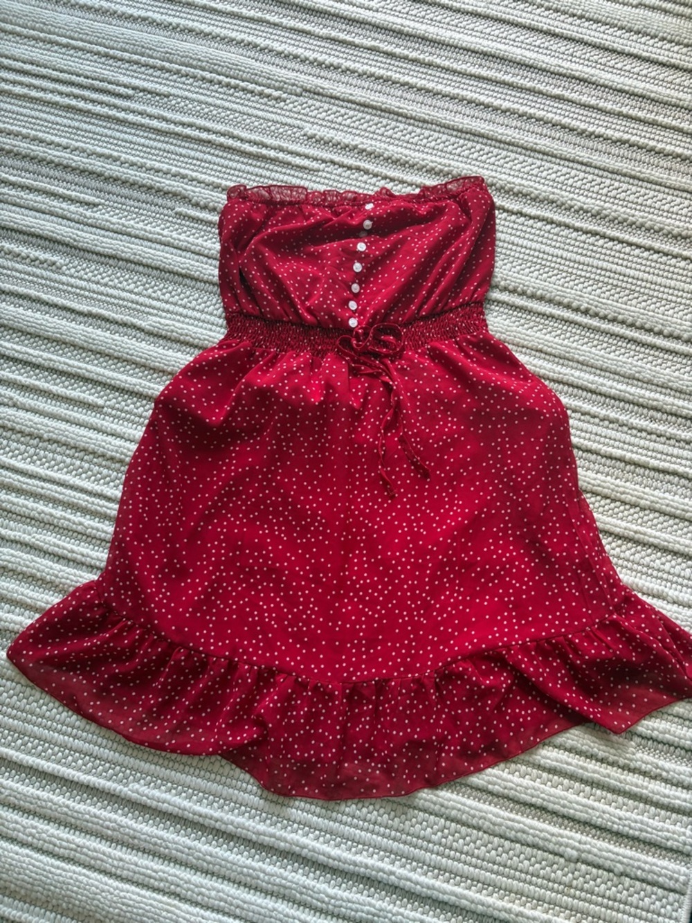 Red Polka Dot Strapless Women’s Dress